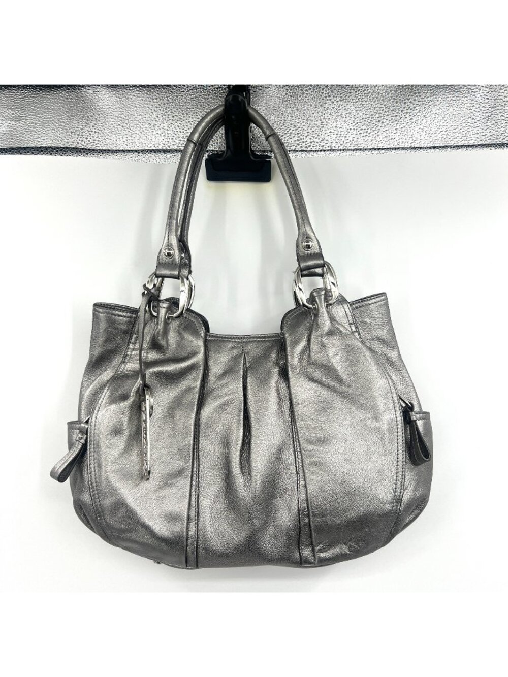 B. Makowsky Silver Shoulder Bag with Charm
